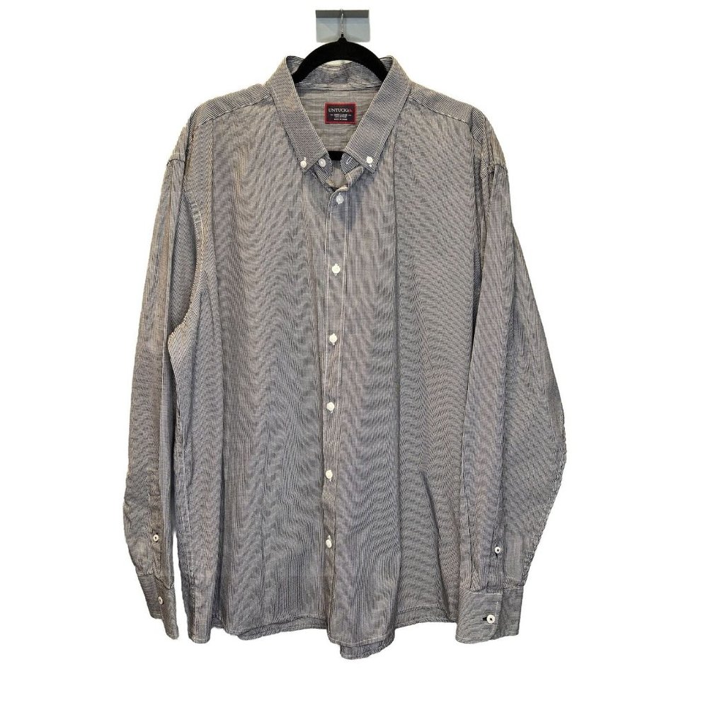 UNTUCKit Shirt Mens 3XL White/Blue Button Up‎ Long Sleeve Cotton